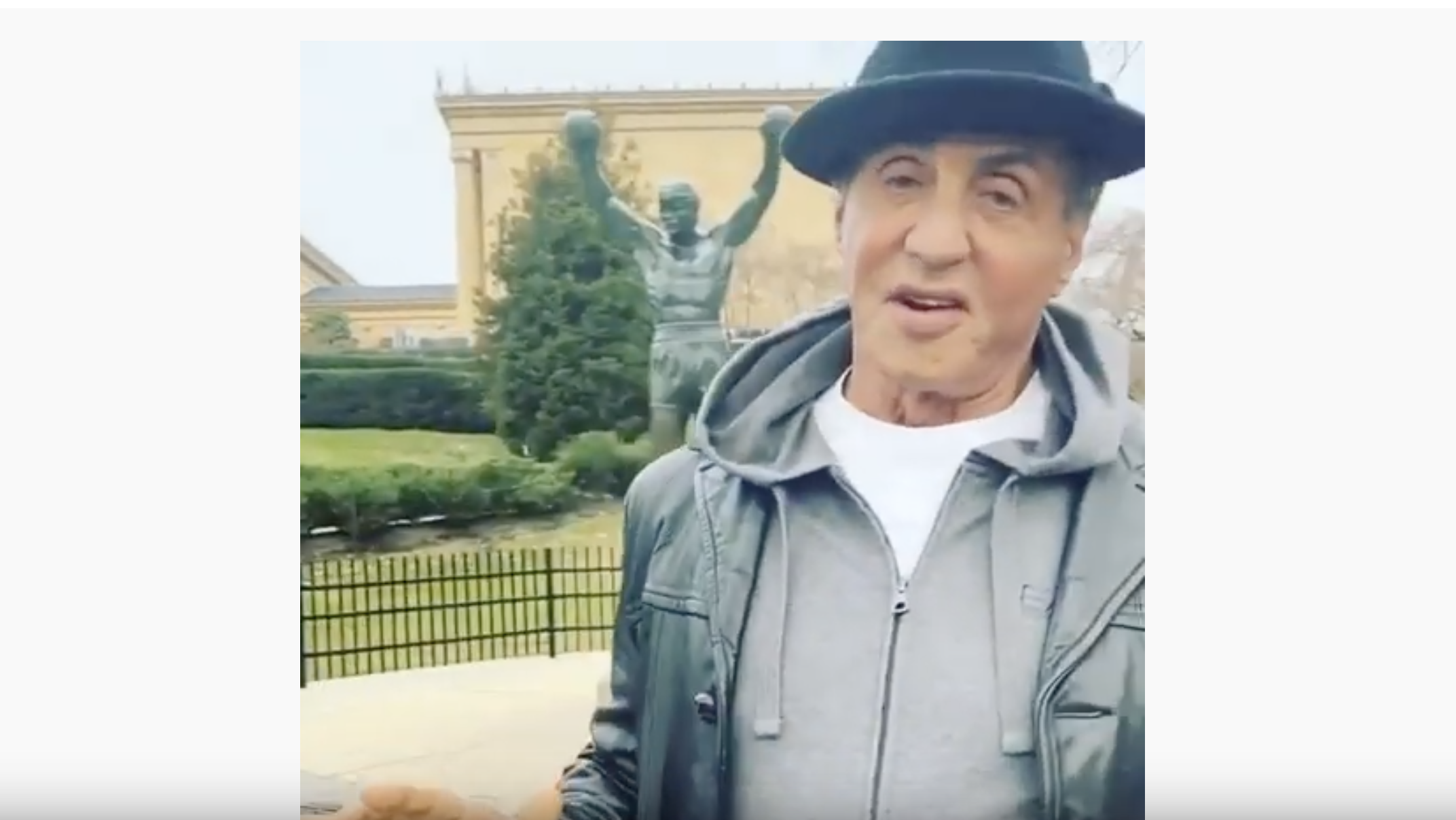 sylvester stallone visits rocky steps