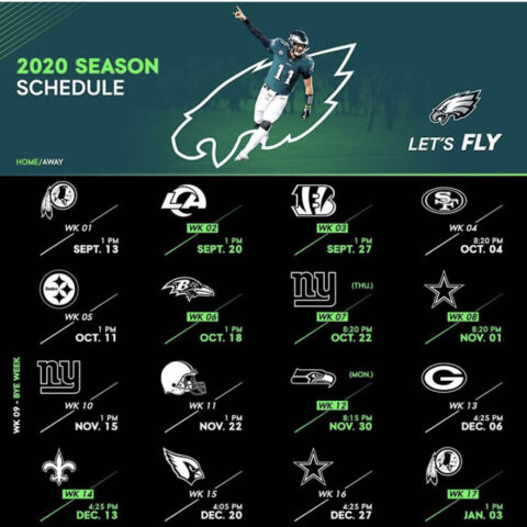 The Philadelphia Eagles 2020 Schedule Has Just Been Announced! - Wooder Ice