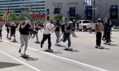 skateboarders at black lives matter