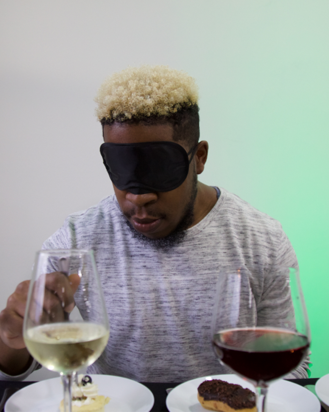 blindfold wine and dessert tasting