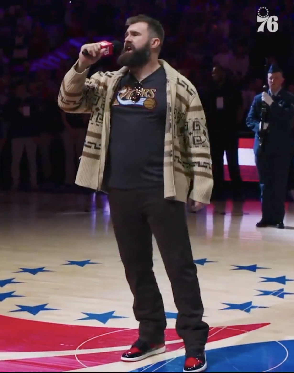 jason kelce singing the national anthem