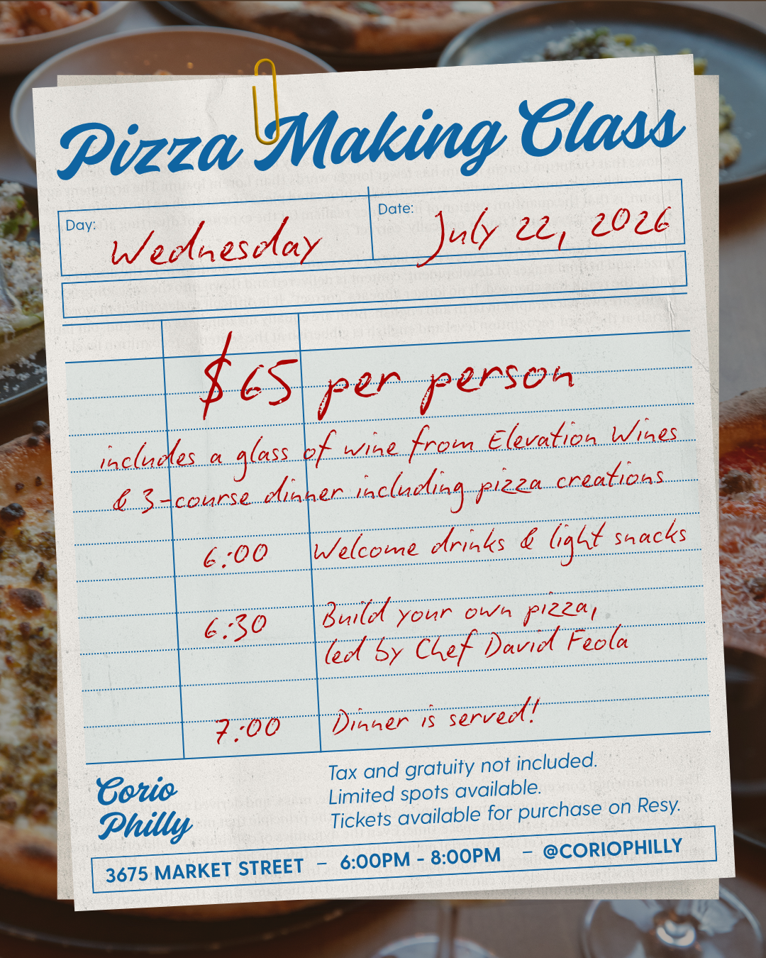 Corio Pizza Making Classes IG Graphics